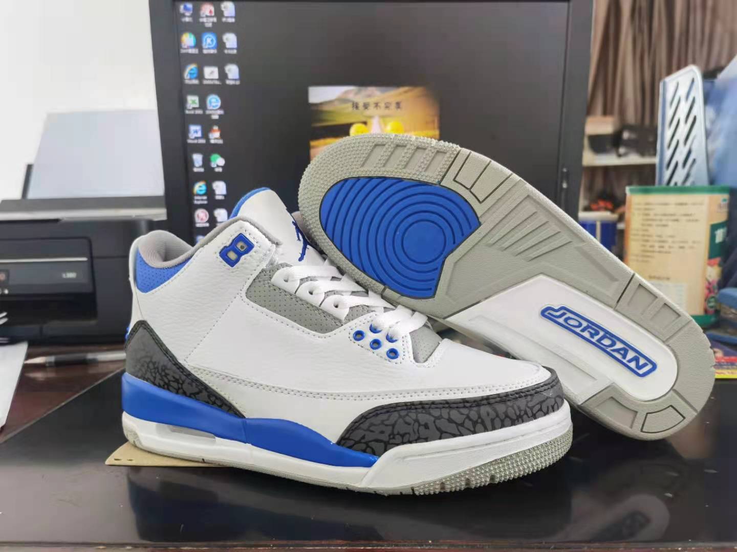 Air Jordan 3 OG White Grey Blue Shoes